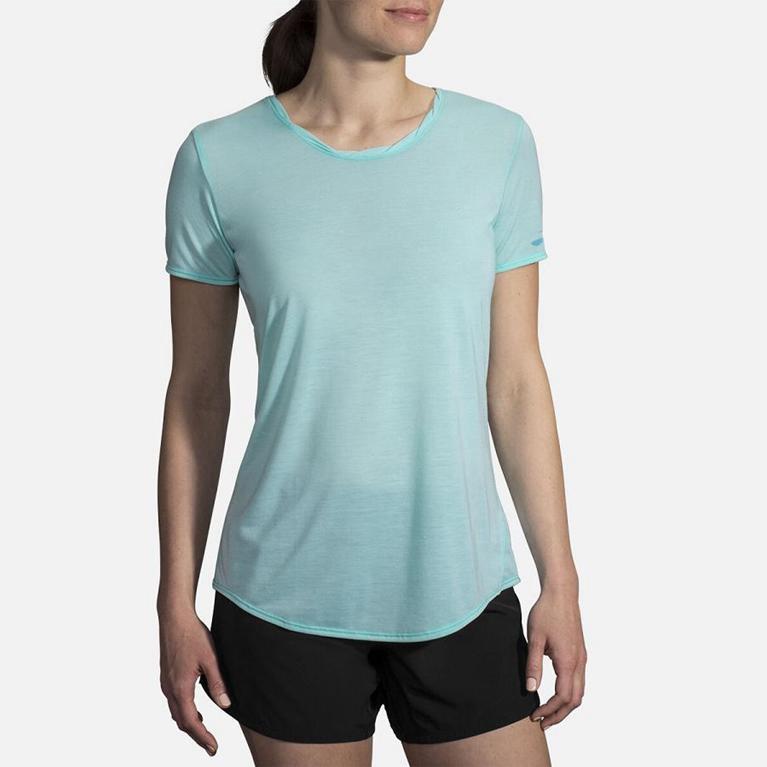 Brooks Distance Women's Short Sleeve Running Shirt - Blue (24160-SUZK)